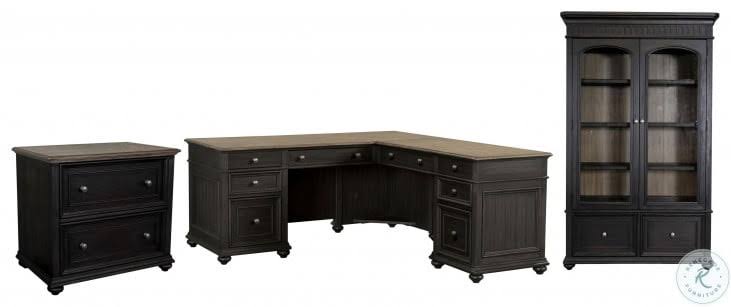 Black Antique Oak Lateral File Cabinet S652