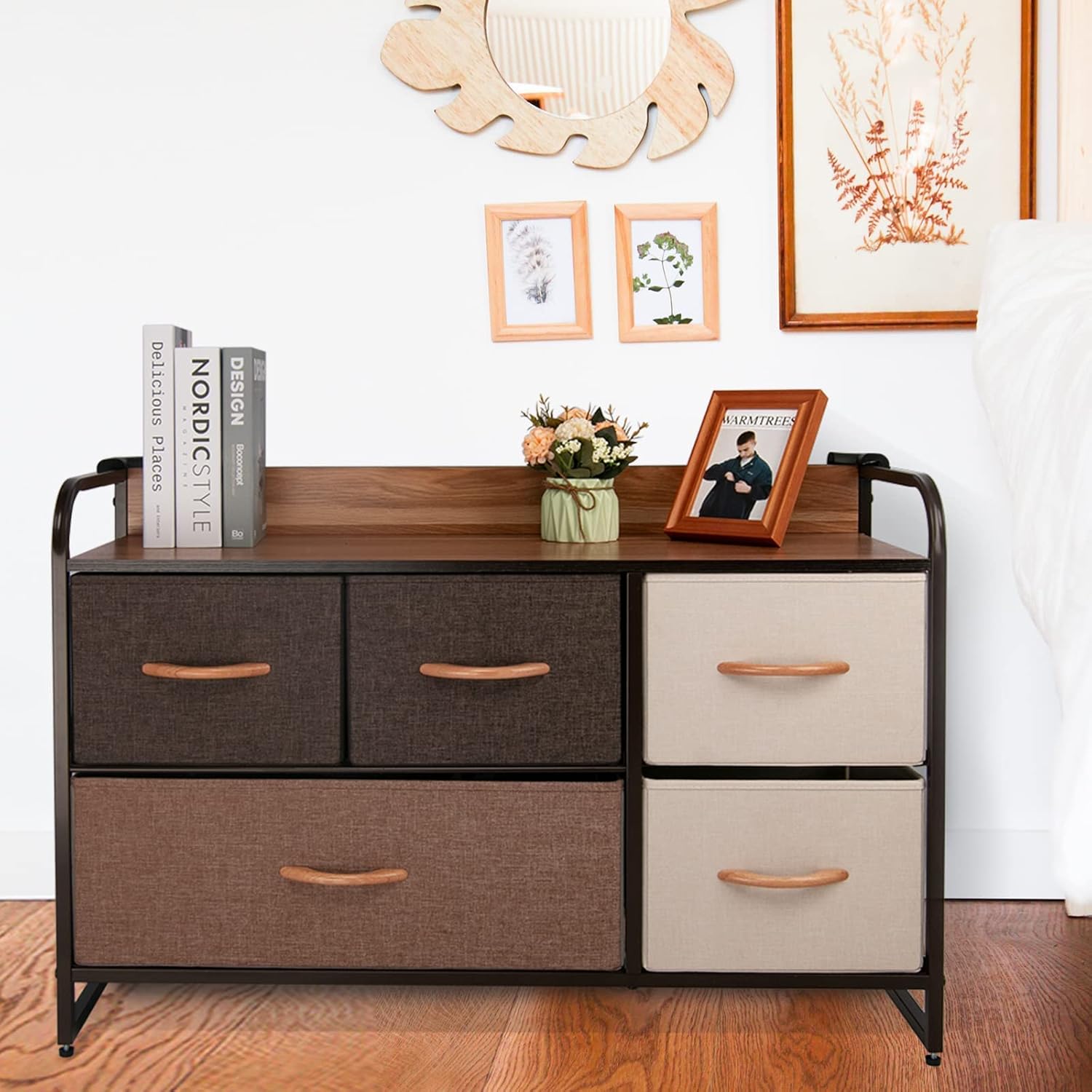 Large Storage Fabric Dresser with 5 Removable Drawers C457225