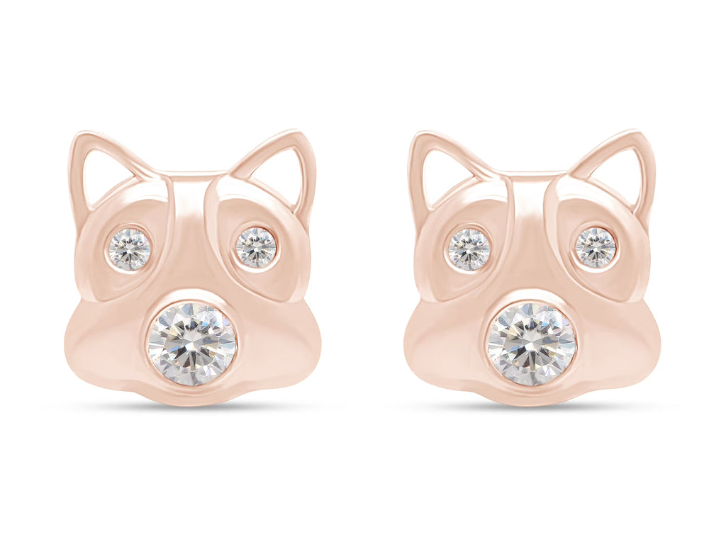 Lab Created Moissanite Diamond Stud Earring In 14k Rose Gold Plated Sterling Silver Push Back With 10k Gold Post K773734