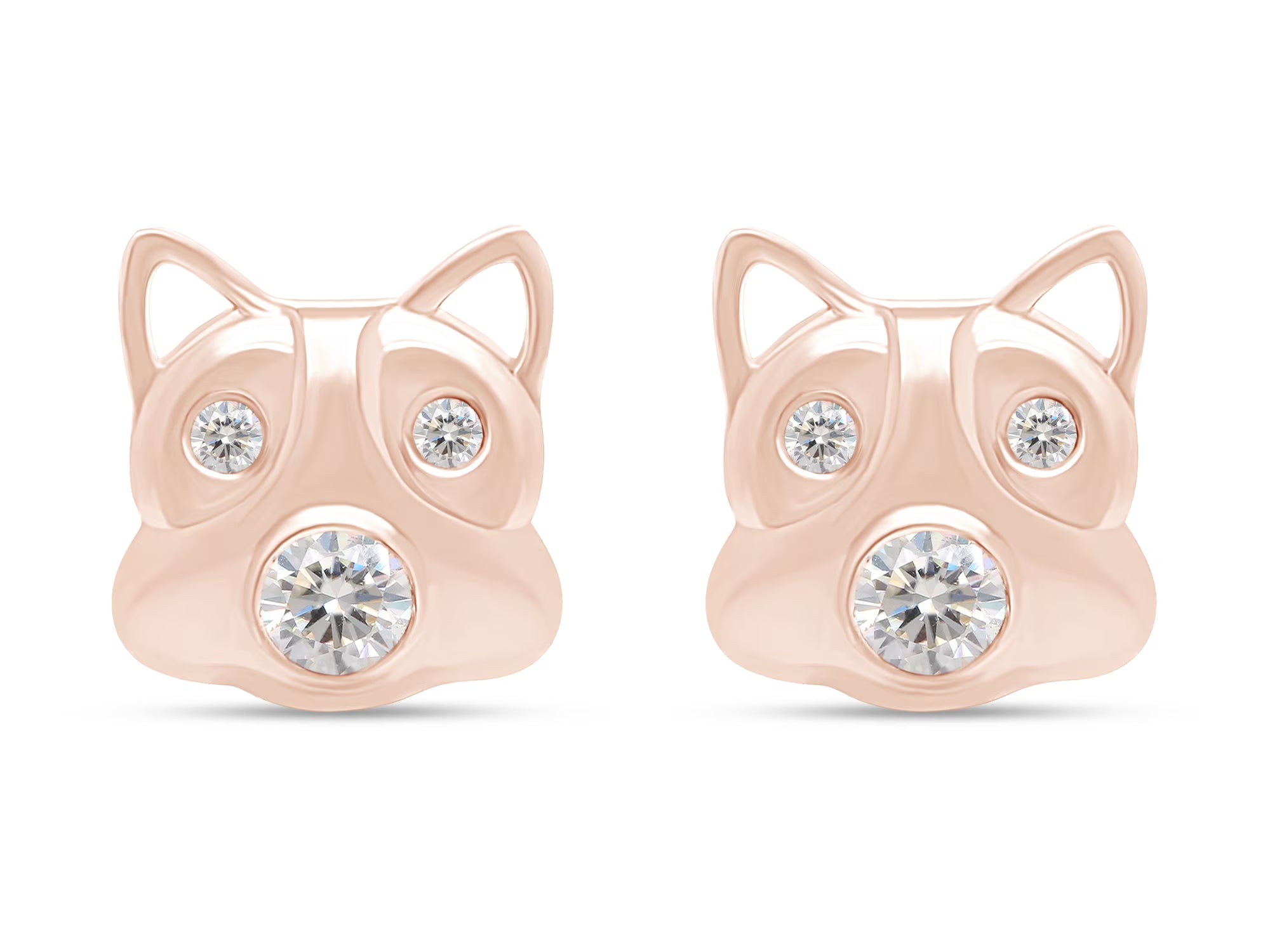 Lab Created Moissanite Diamond Stud Earring In 14k Rose Gold Plated Sterling Silver Push Back With 10k Gold Post K773734