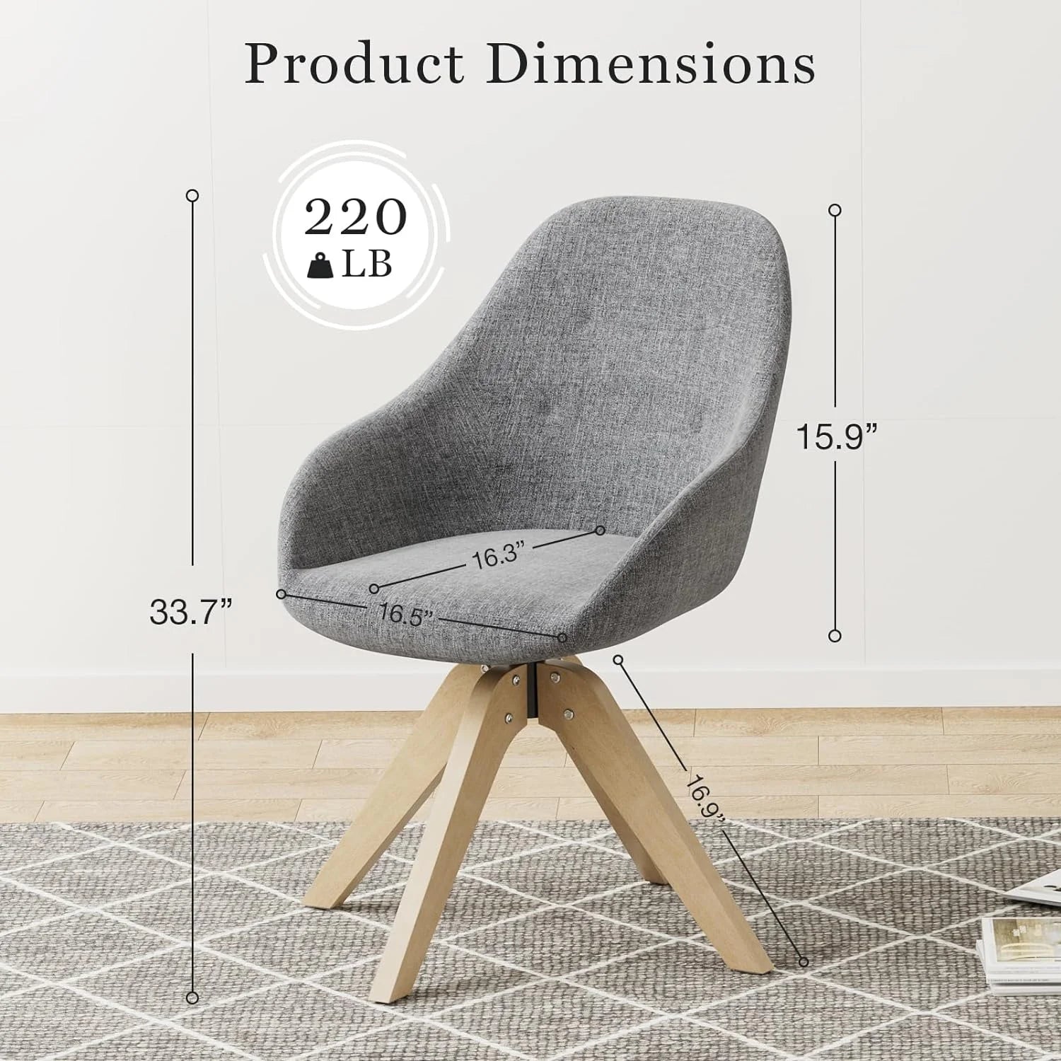 Grey Swivel Accent Chair with Solid Wood Legs B76729