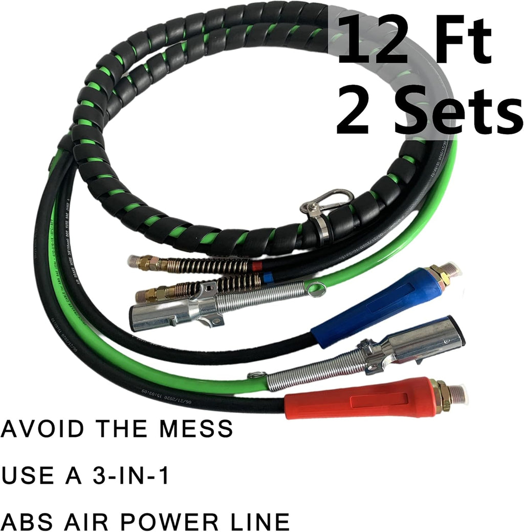 3 in 1 Semi Truck Air Hose Trailer Electrical Cable Assembly ABS Wire Rubber Air Line Tractor Parts C744