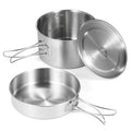 2pcs Stainless Steel Camping Cookware Set with Mesh Carry Bag D503789