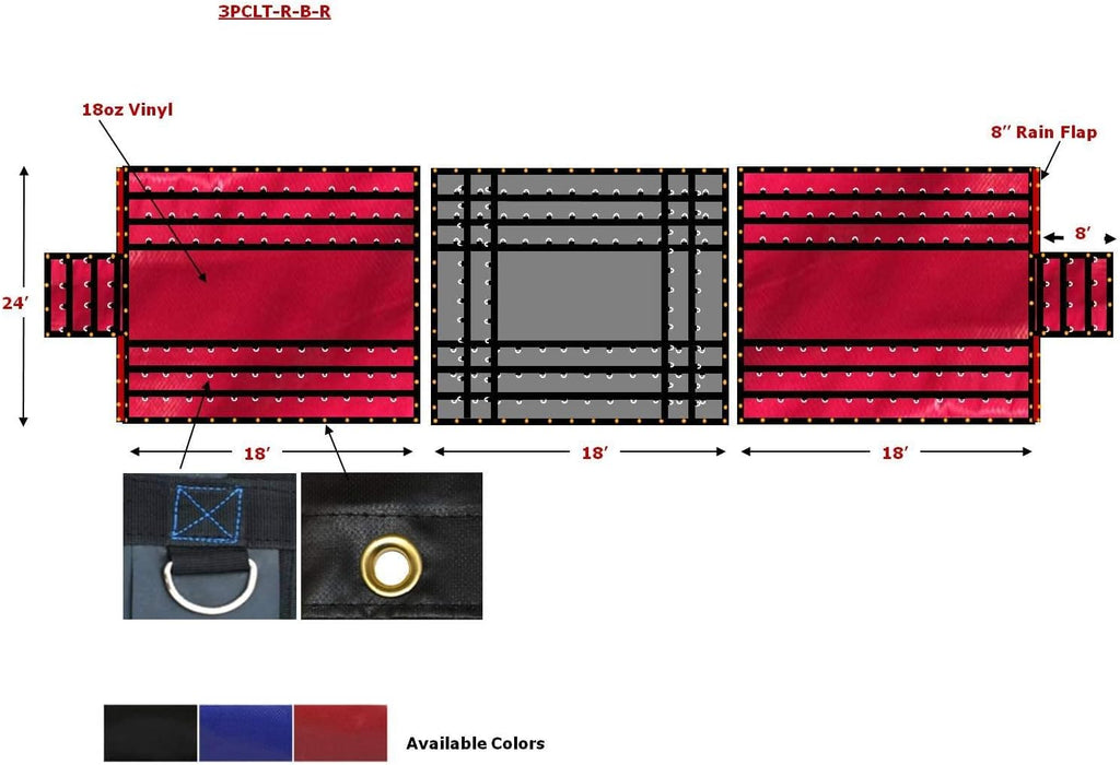 Red-Black 18oz 3 Pc Lumber Tarp Z604