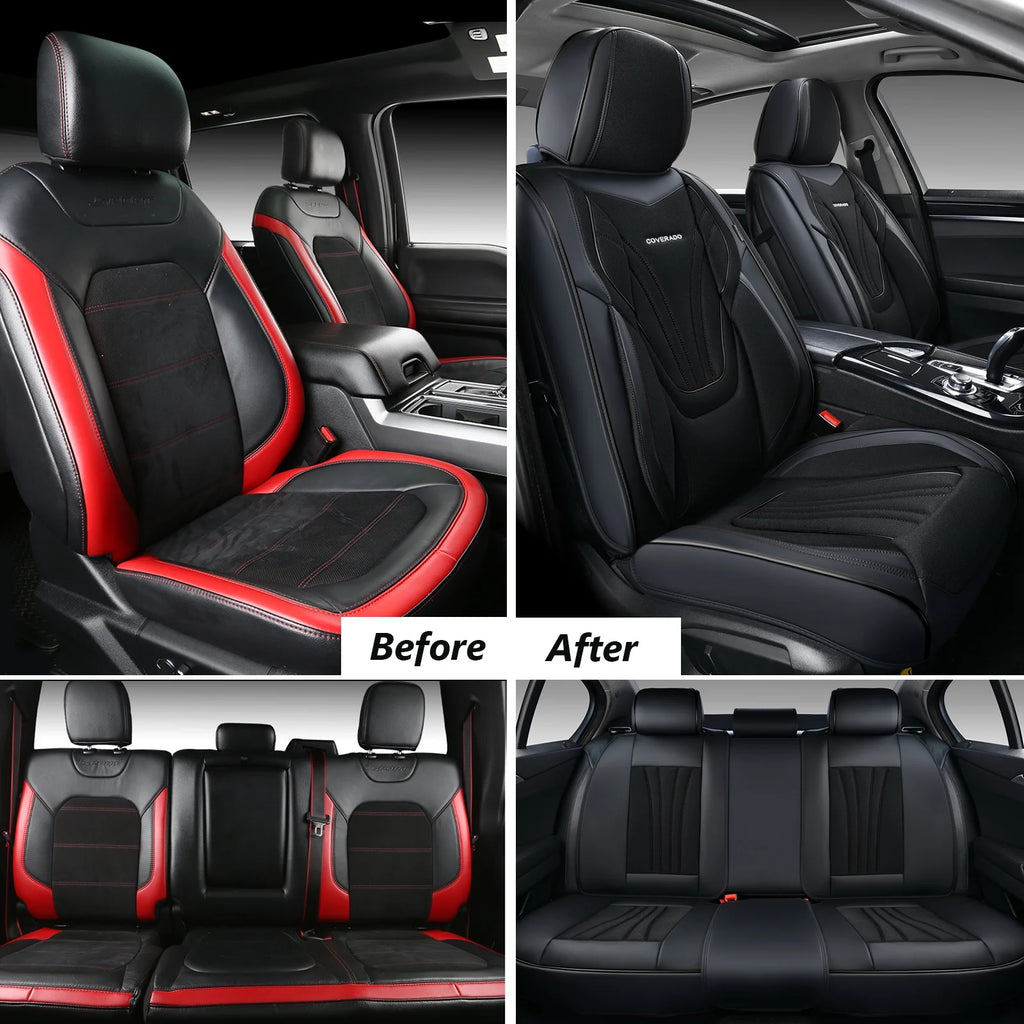 Black 5 Seats Breathable Car Seat Covers Full Set U54796