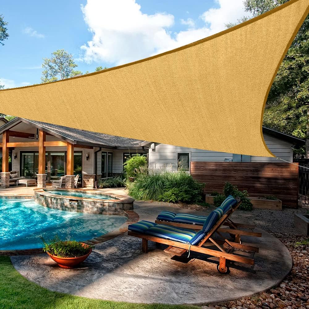 Sand Rectangle Sun Shade Sail 10'X13' UV Block Sunshade Awning W27781