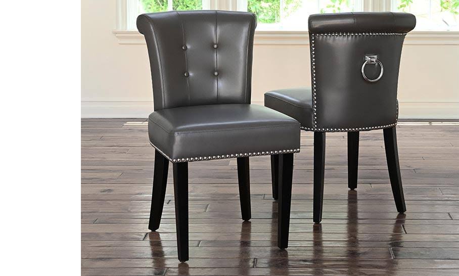 Faux Leather Dining Chair Set of 2 Grey O3948