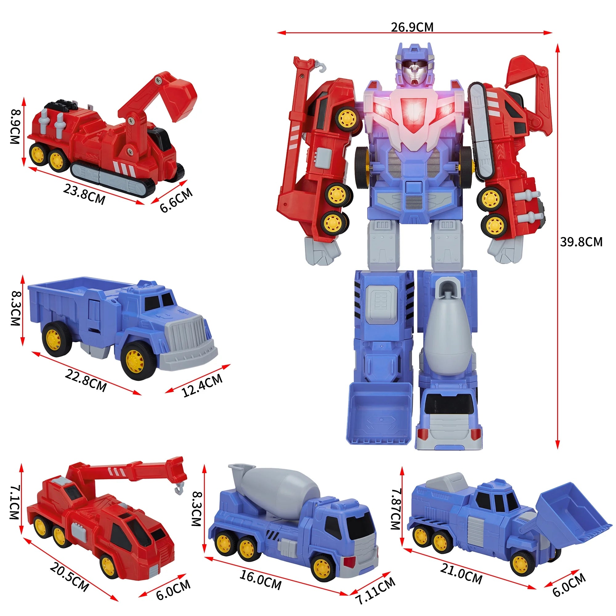 5-in-1 Construction Vehicles Transform Robot Kids Toys O623