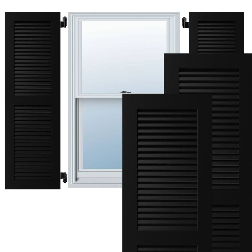 Black Exterior Composite Louvered Shutters, Per Pair D146
