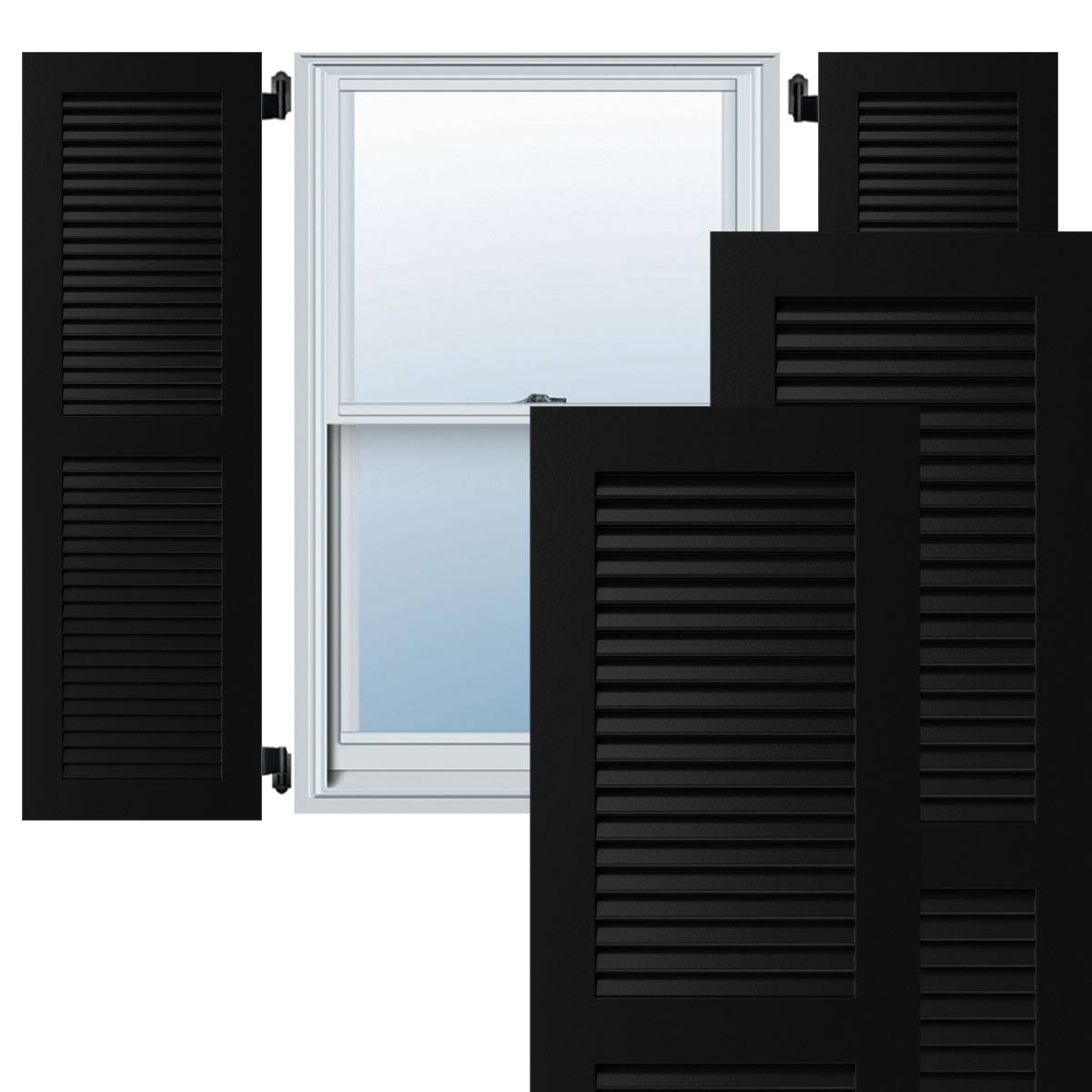 Black Exterior Composite Louvered Shutters, Per Pair D146