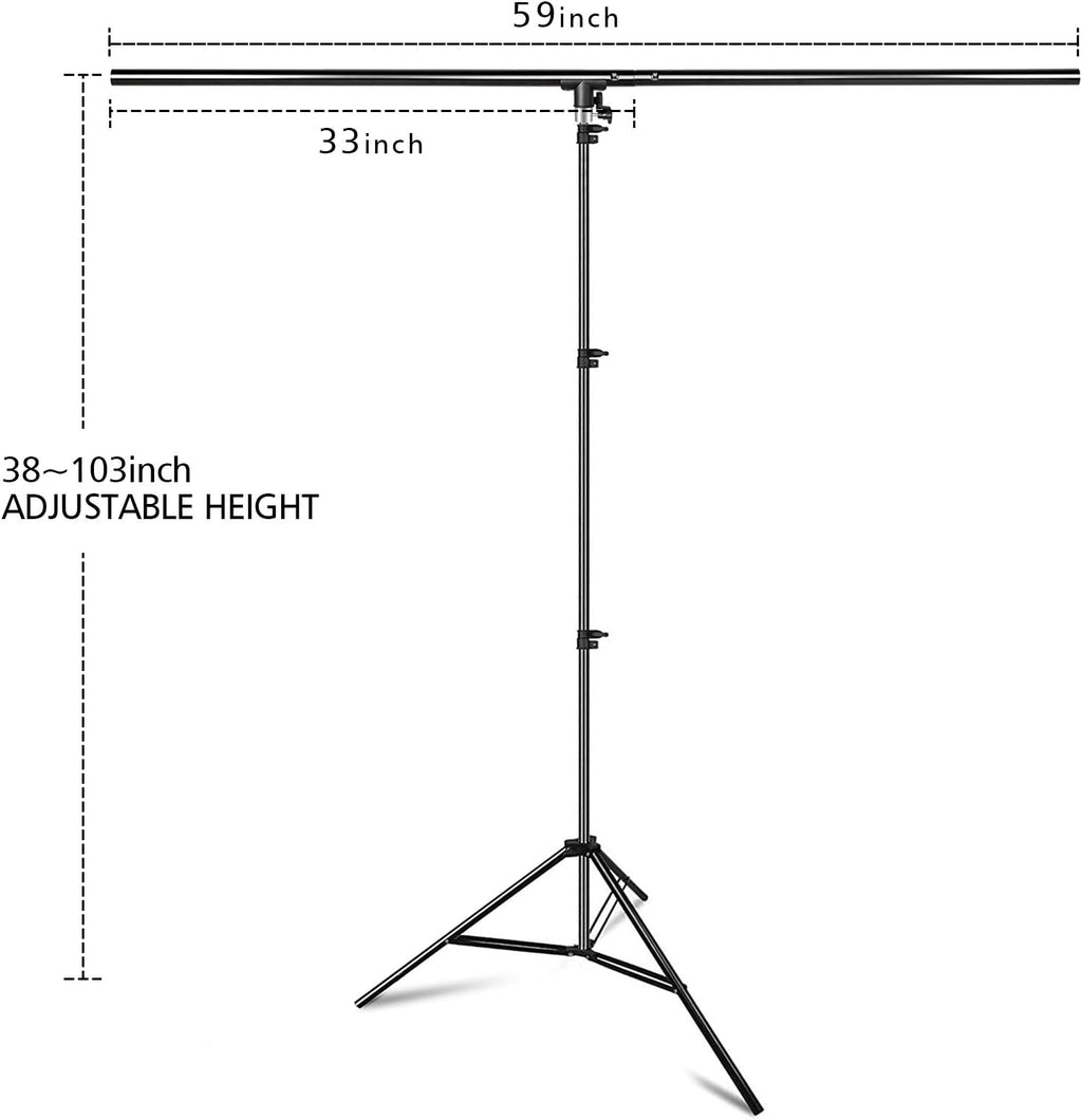 Portable 8.5ft Tall Adjustable Photography Backdrop Stand with 4 Spring Clamps & Carrying Bag W287055