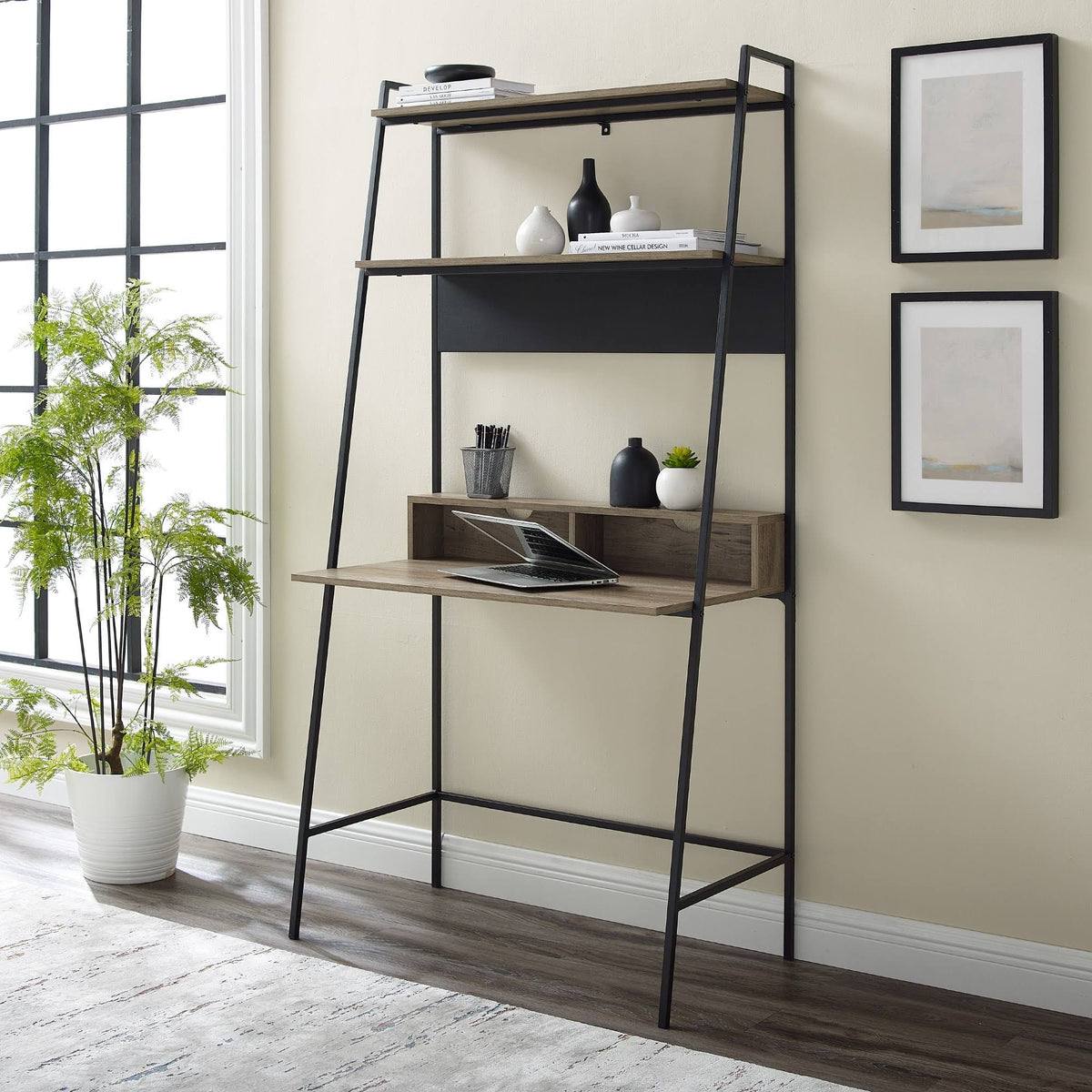 Metal Frame Ladder Shelf Desk W23336