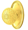 Polished Brass Solid Brass Privacy Door Knob Set with Oval Rosette W38633