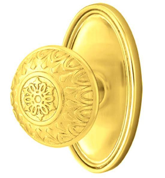 Polished Brass Solid Brass Privacy Door Knob Set with Oval Rosette W38633