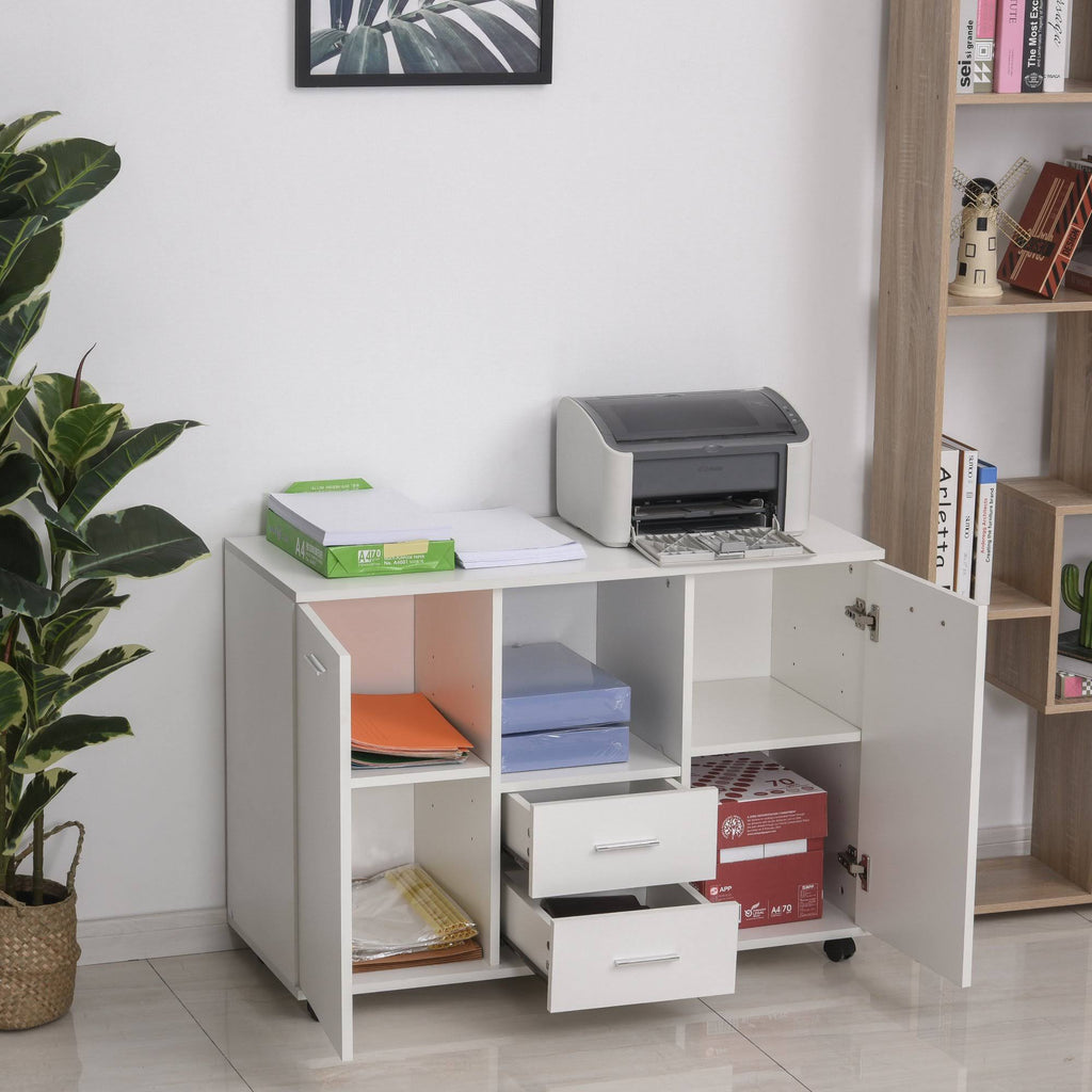 White 2 Drawer Office Filing Cabinet Printer Stand B9288
