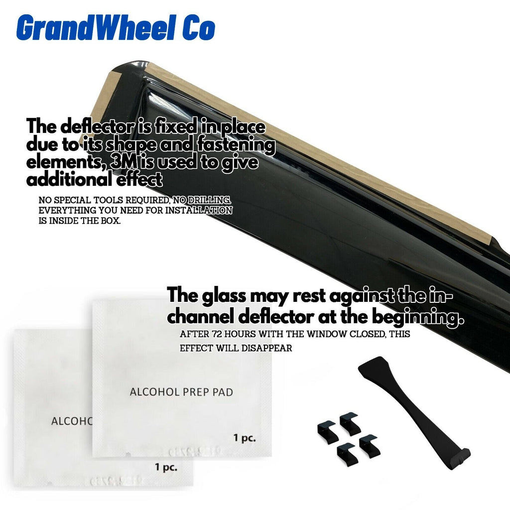 Smoke Tinted In-channel Side Window Vent Visor Deflectors Rain Guards 4pcs V8194