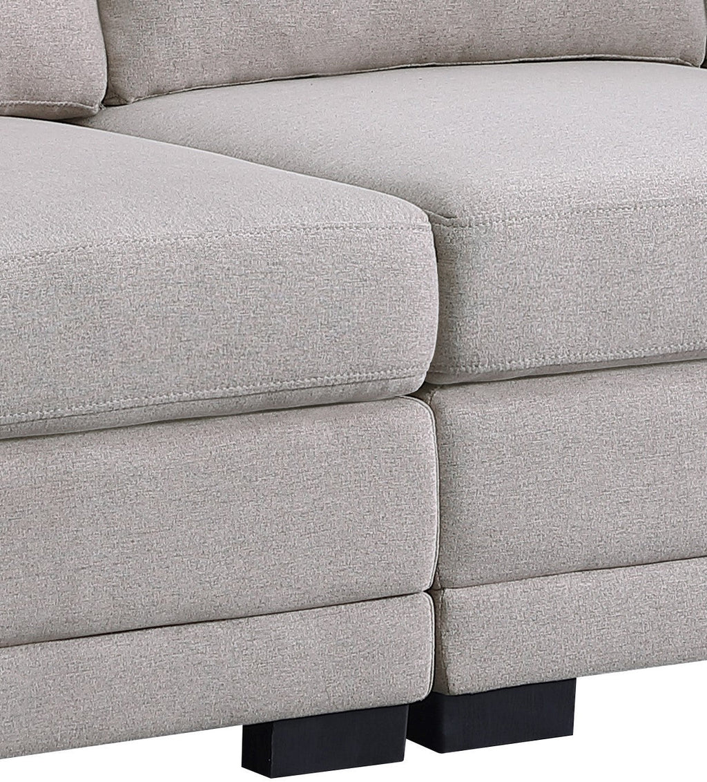 Light Gray Linen Fabric Reversible Sectional Sofa with Ottoman D683755