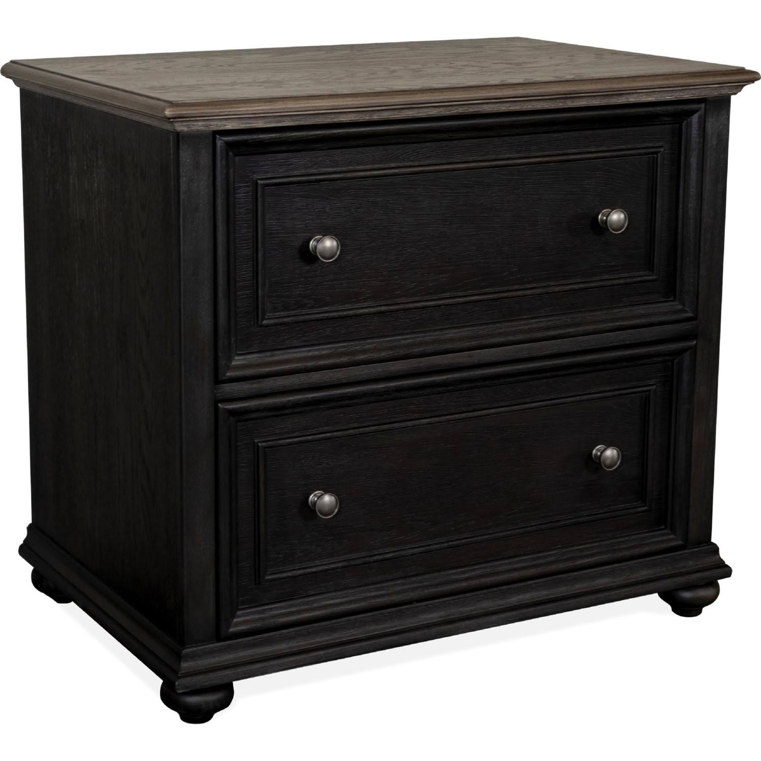 Black Antique Oak Lateral File Cabinet S652