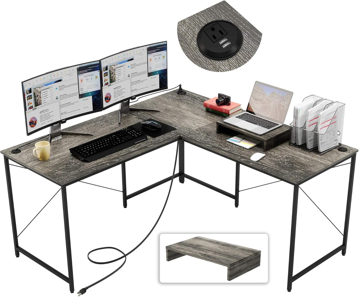 95.2 Inch Reversible Corner Computer Desk with Monitor Stand O8399