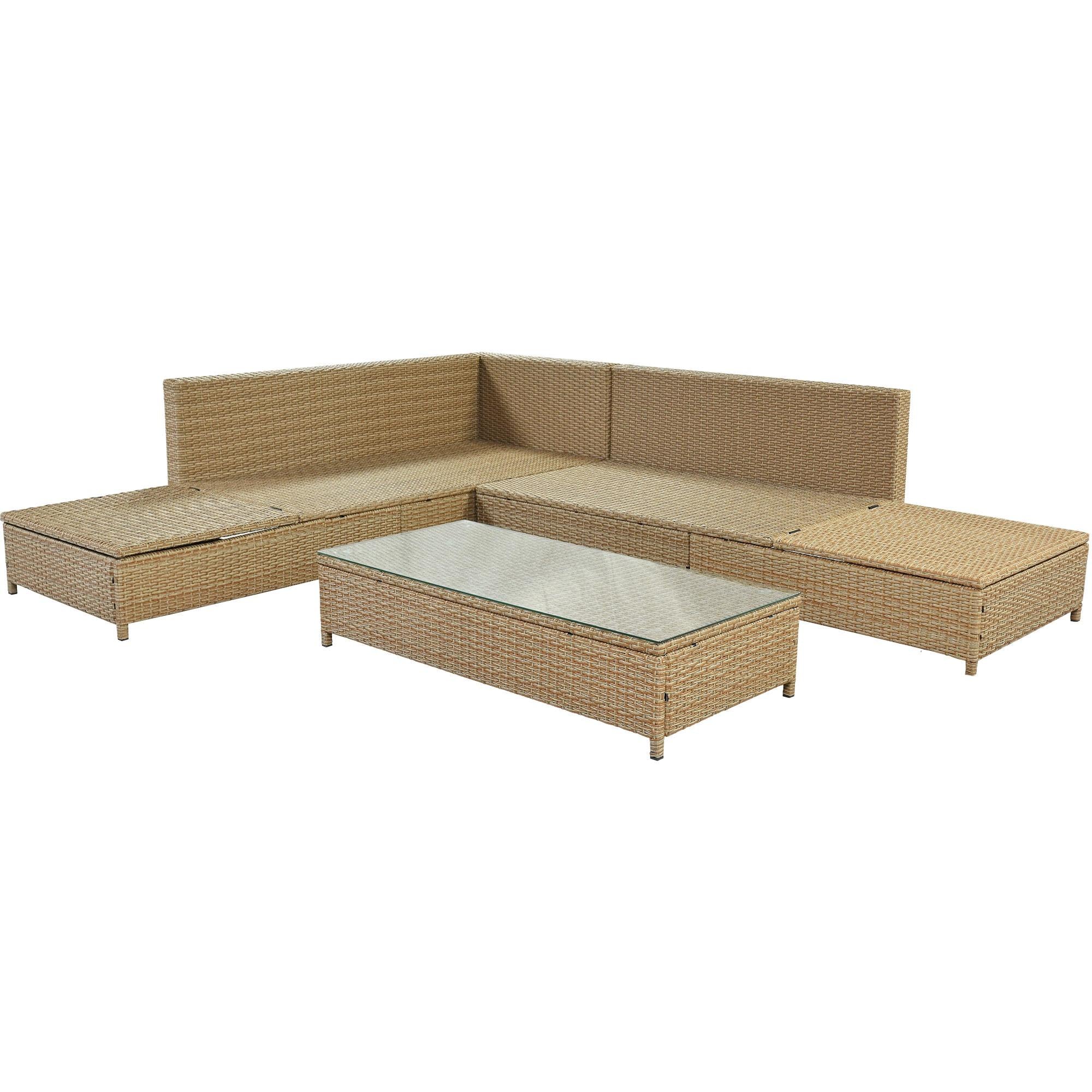 6 Seat PE Rattan Sectional Sofa Set with Adjustable Chaise N618