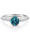 10K White Gold London Blue Topaz and White Lab Grown Diamond Engagement Ring Q388988