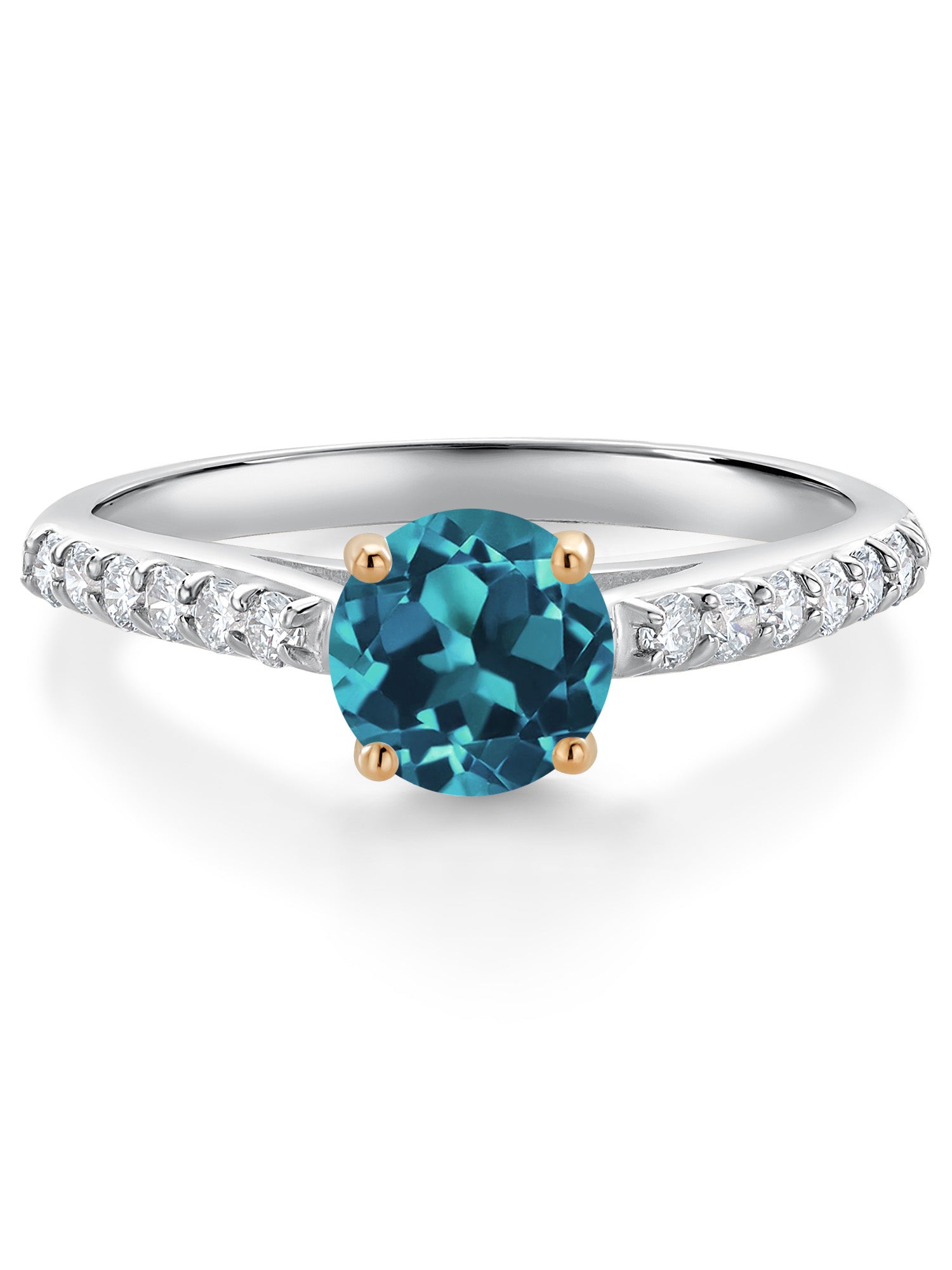 10K White Gold London Blue Topaz and White Lab Grown Diamond Engagement Ring Q388988