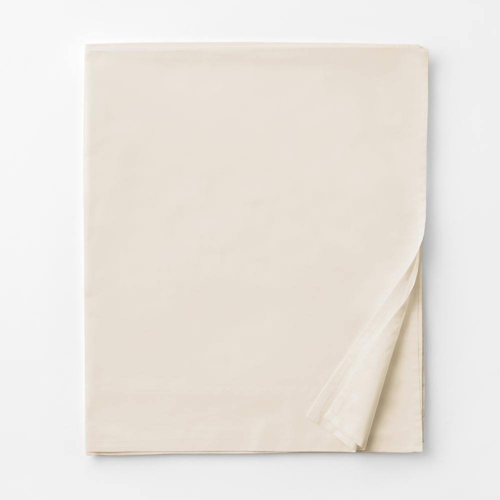 Ivory Cotton Sateen Twin Flat Sheet H1910