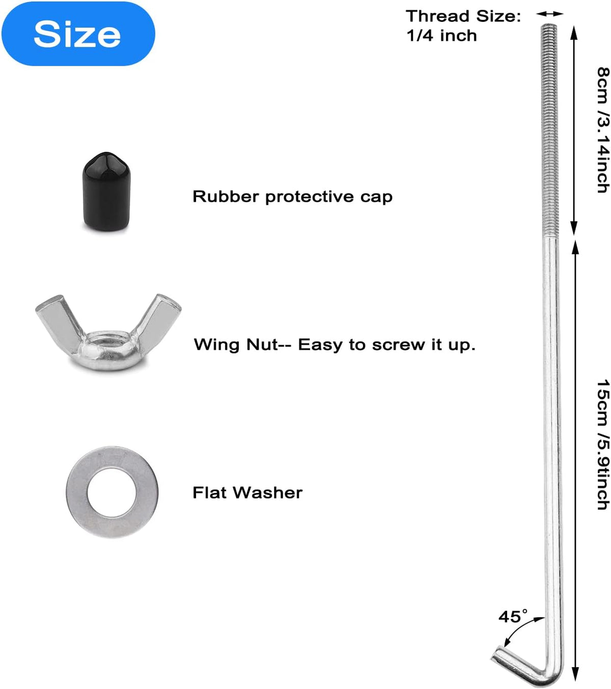 Adjustable Battery Hold Down with 11 Inch Iron J Hook Bolt A507