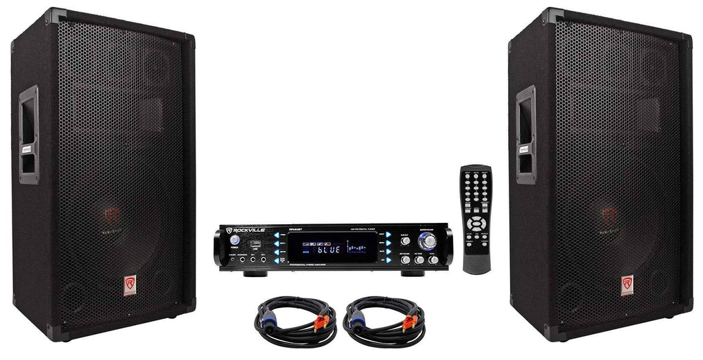 12 3-Way 1000W PA Speakers with Bluetooth Amplifier W146