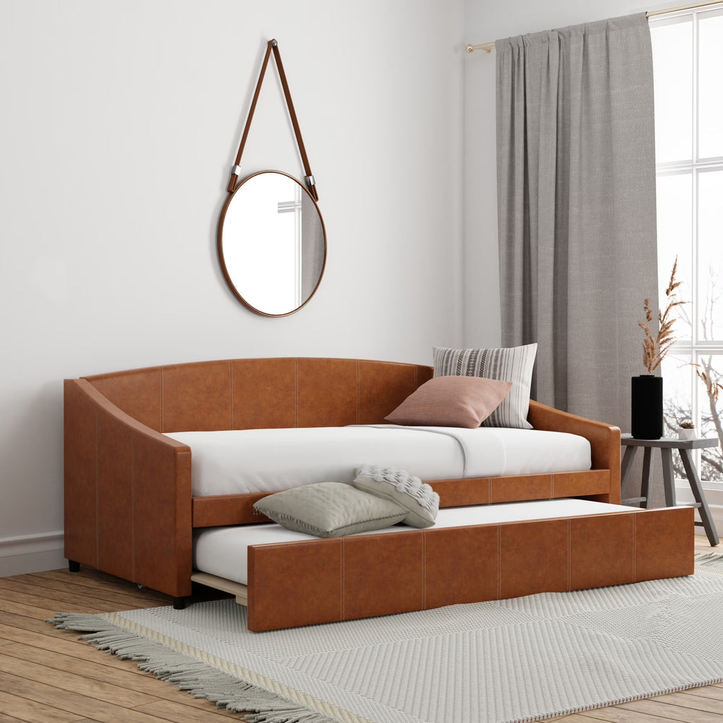 Saddle Upholstered Twin Daybed with Trundle I49205