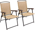 Beige Sling Back Folding Chair Set of 2 U91999