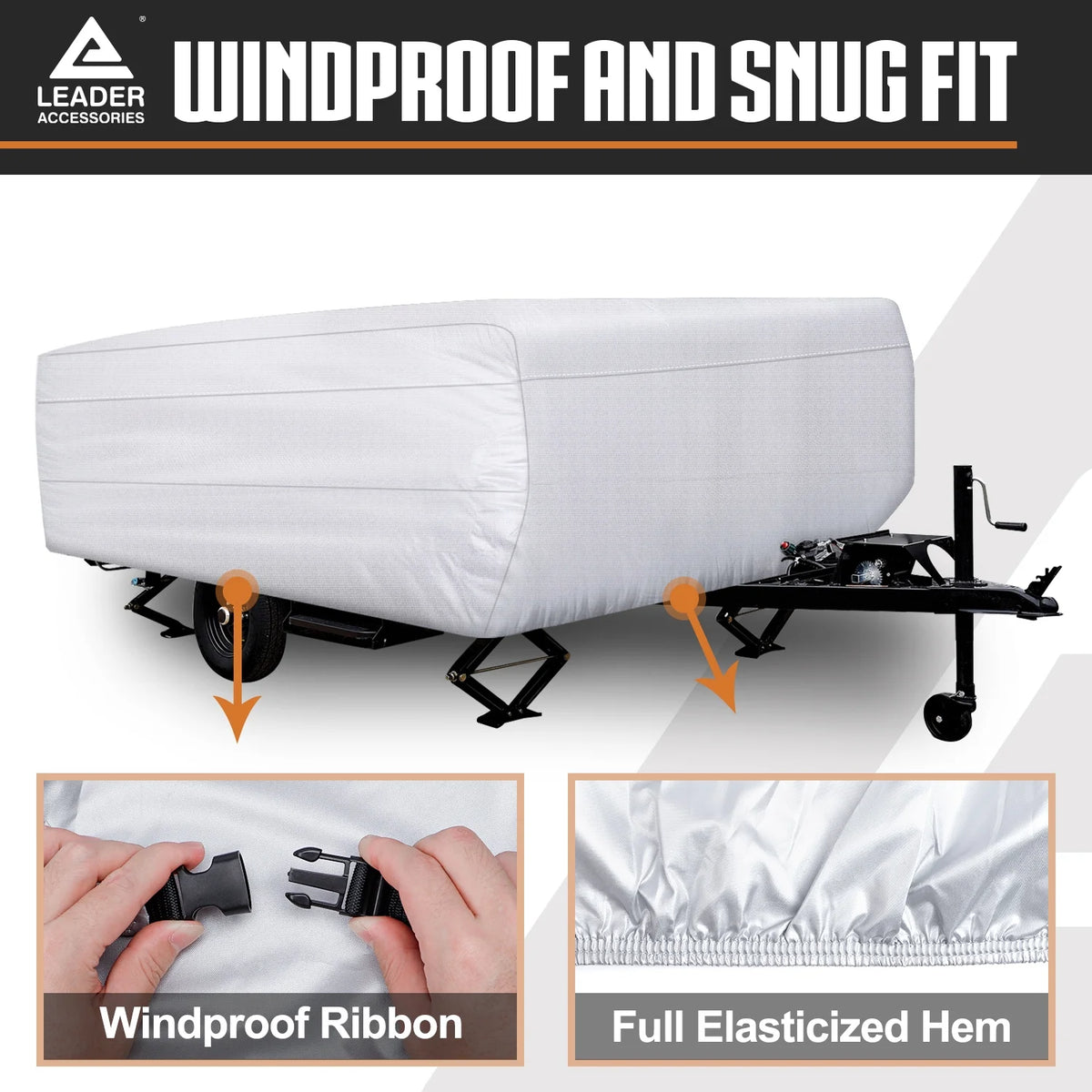 Silver Pop Up Camper Cover with Storage Bag Fits 16'-18' R4449