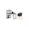 Oak Desk with Bookcase and 1 Black and Wood Chair Set A36286