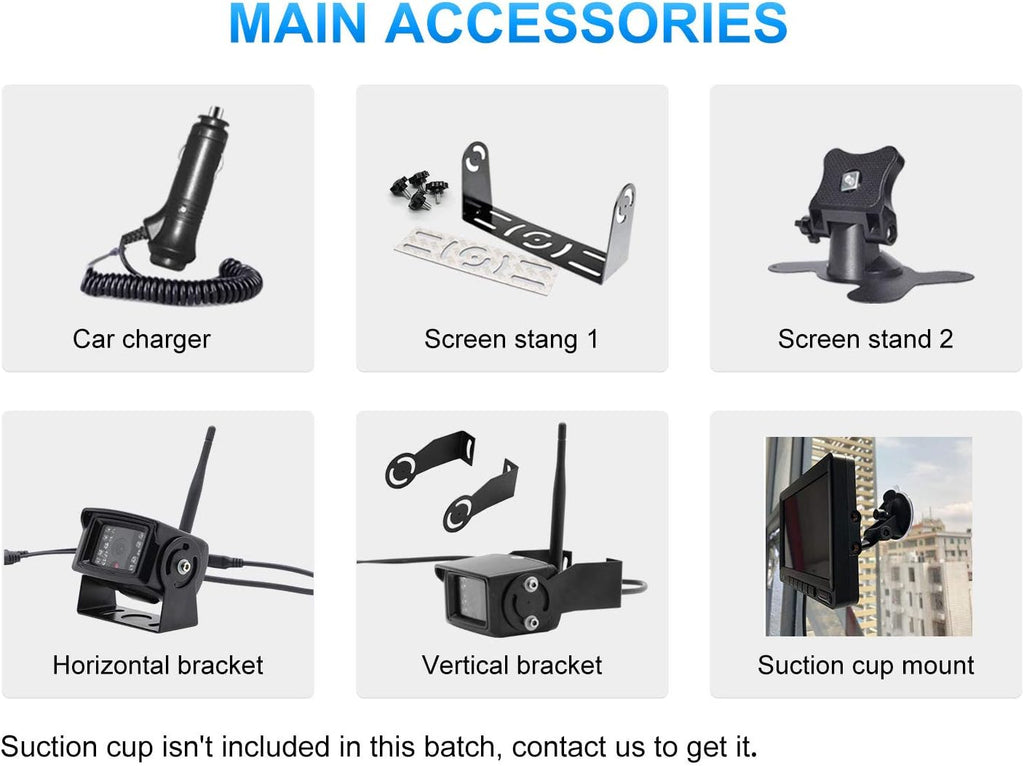 7 Inch Wireless Backup Camera System Kit with IR Night Vision E969906
