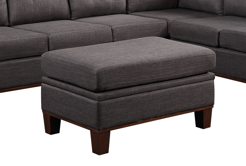 Dark Gray Fabric Reversible Sectional Sofa with Storage Ottoman N543223