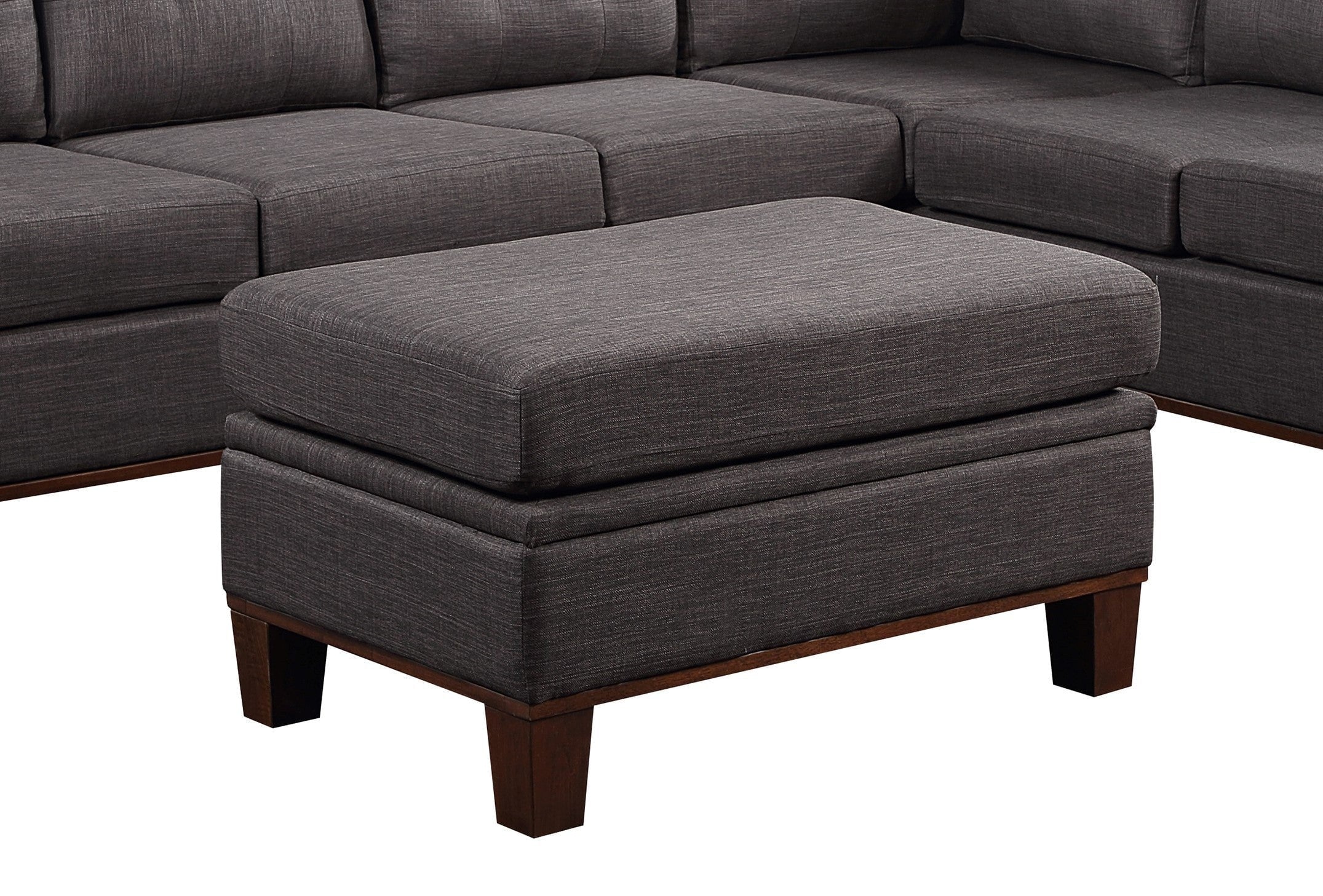 Dark Gray Fabric Reversible Sectional Sofa with Storage Ottoman N543223