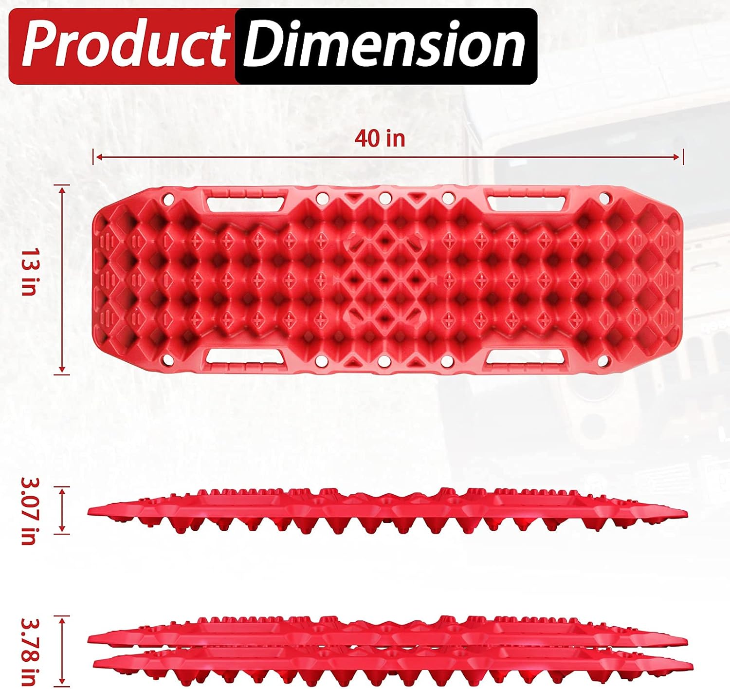 Recovery Tracks Traction Boards with Jack Lift Base Design, Red Pack of 2 D667936