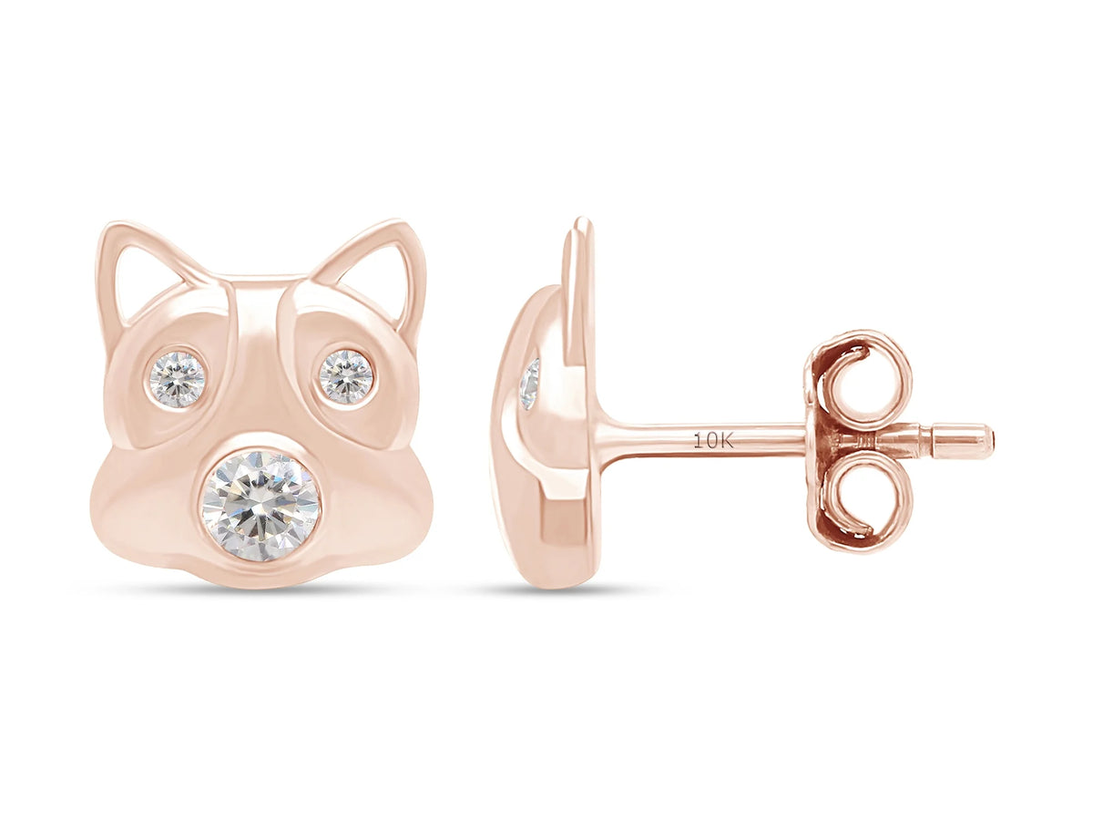 Lab Created Moissanite Diamond Stud Earring In 14k Rose Gold Plated Sterling Silver Push Back With 10k Gold Post K773734