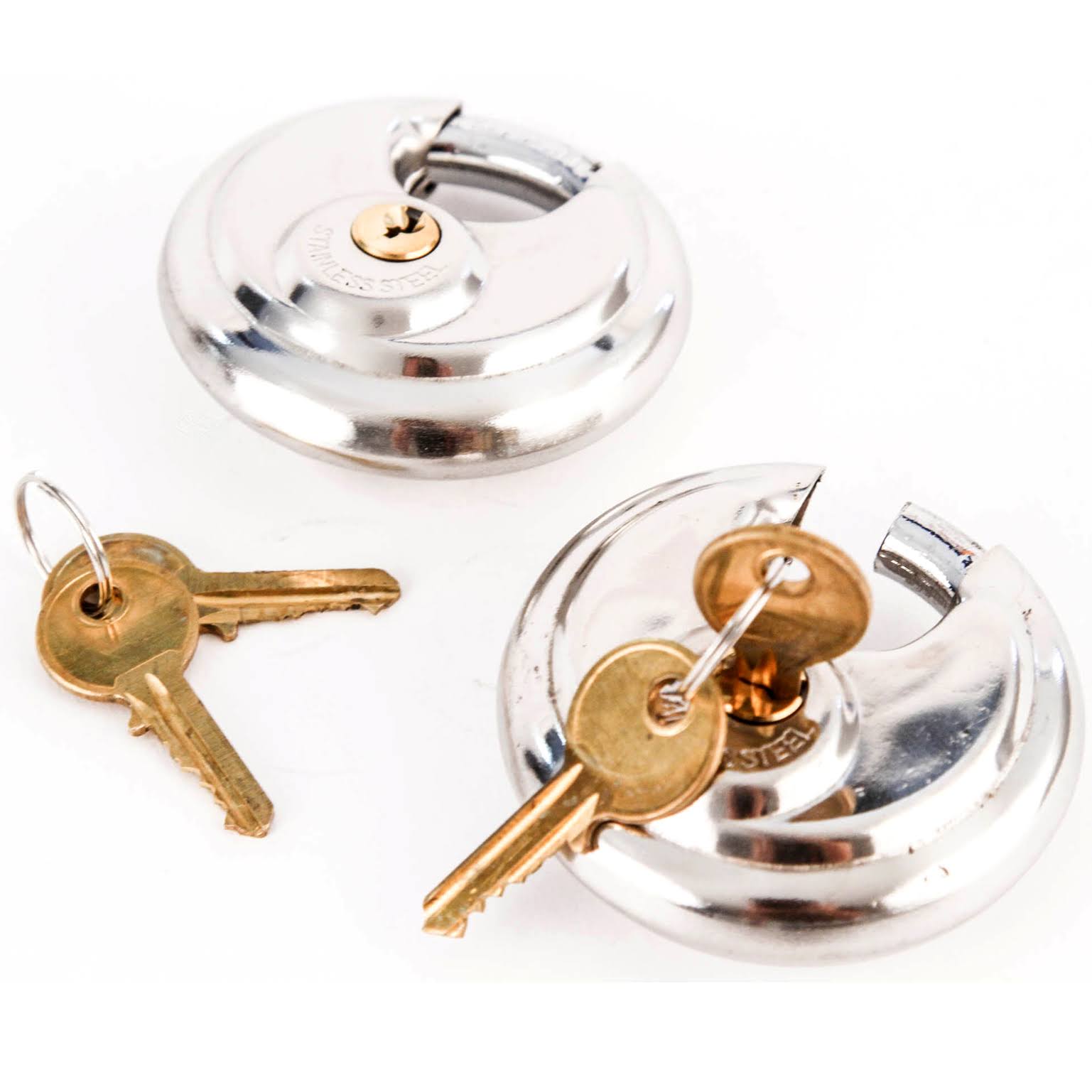 80 Armor Disc Padlock Trailer Brass Cylinder Storage Locks Stainless Keyed Same W760