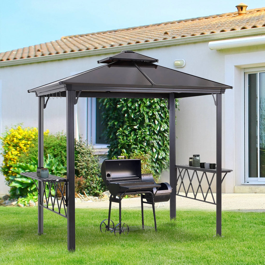 9' x 5' Hardtop BBQ Grill Gazebo with Polycarbonate Roof A347773