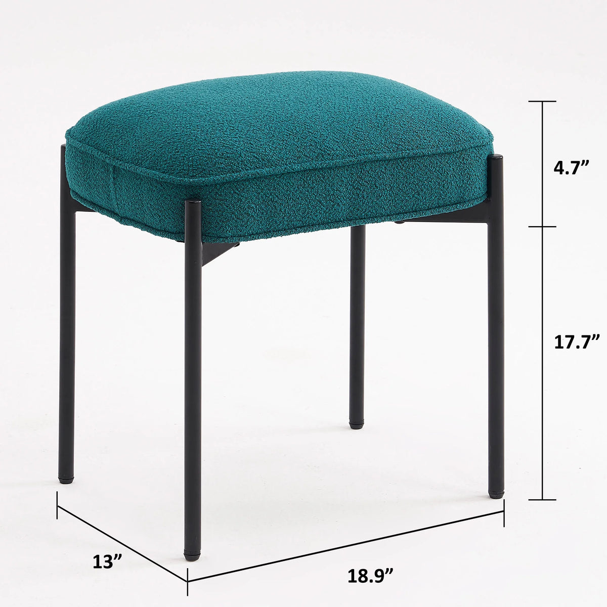 Pine Green Boucle Vanity Stool Ottoman W48103
