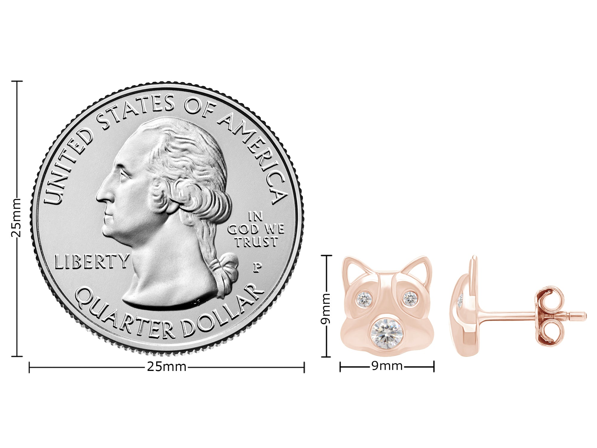 Lab Created Moissanite Diamond Stud Earring In 14k Rose Gold Plated Sterling Silver Push Back With 10k Gold Post K773734