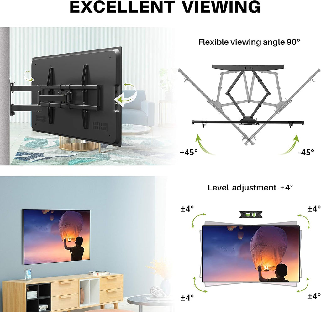 Full Motion TV Wall Mount for 37-75 inch TV, Up to 132lbs, Dual Articulating Arms, Max VESA 600x400mm, Pack of 2 X864