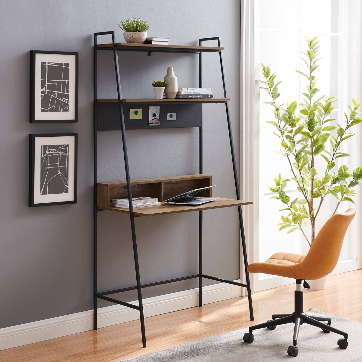 Metal Frame Ladder Shelf Desk W23336