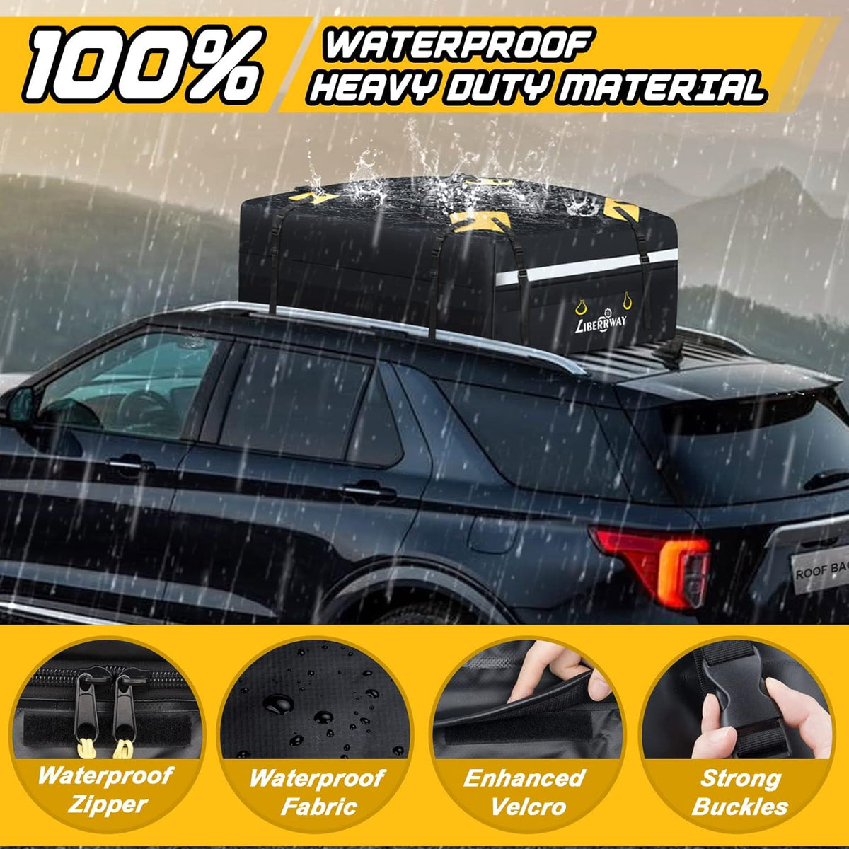 Rooftop Cargo Carrier 15 Cubic Feet Waterproof Roof Rack Cargo Bag with Anti-Slip Mat A670