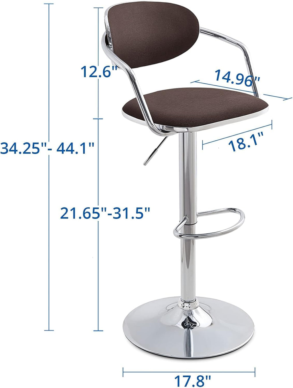 Bar Stools Set of 2, Counter Height, Fabric, Swivel Metal, Light Brown T714216