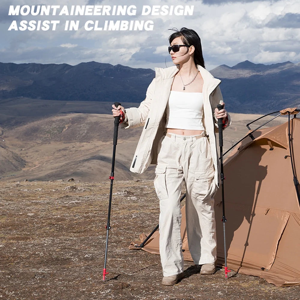Telescopic Trekking Poles Lightweight Aluminum Alloy J7276