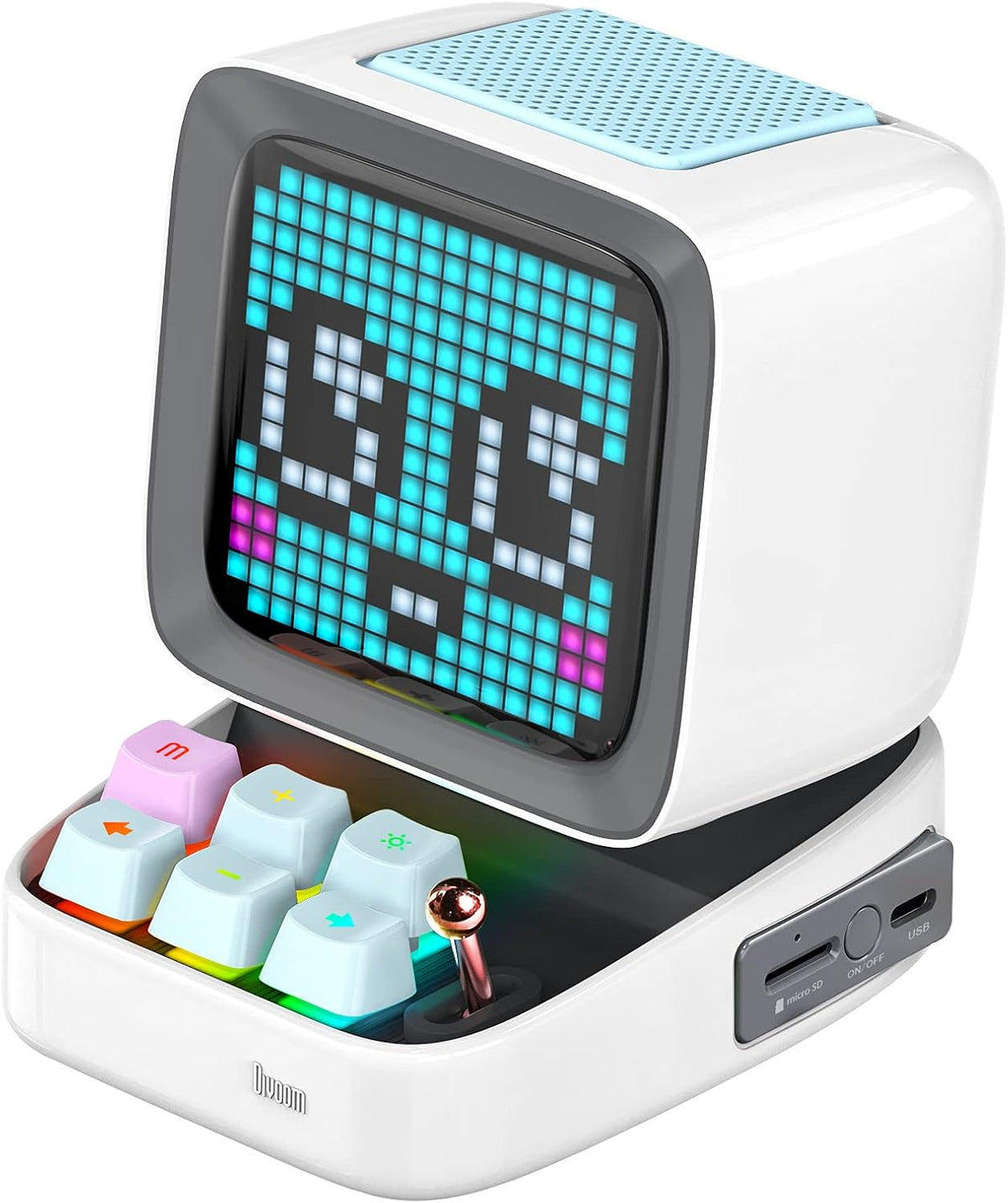 Blue Retro Pixel Art Bluetooth Speaker with 16X16 LED Screen W7716