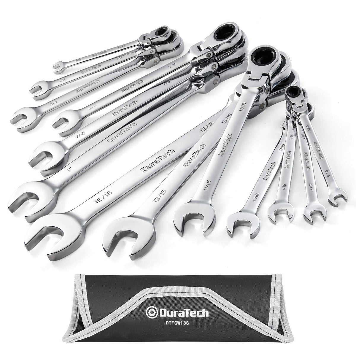 13-Piece Chrome Vanadium Steel Ratcheting Combination Wrench Set D752