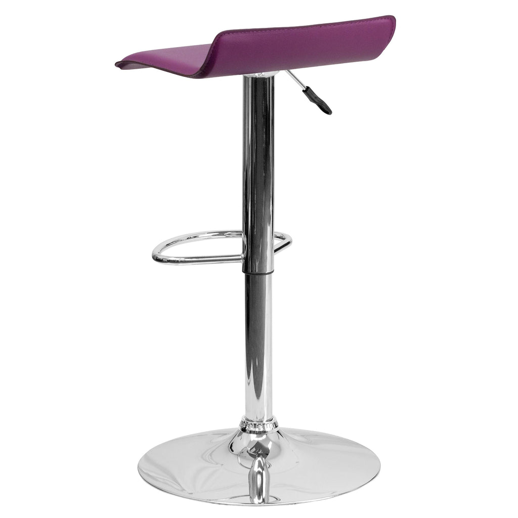 Purple Vinyl Adjustable Height Barstool with Chrome Base U71854